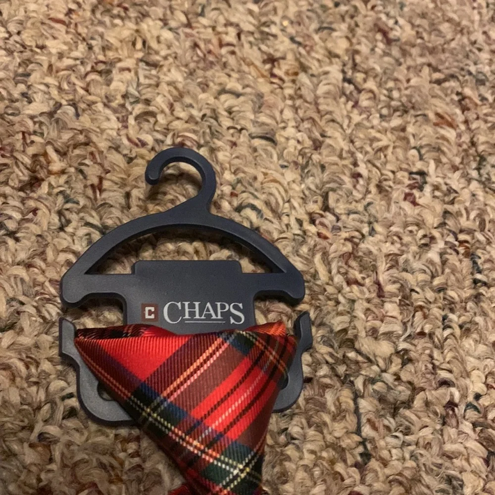 Bundle 2 new Chaps Clip-on Ties Red Tartan plaid Twins? - Picture 2 of 3